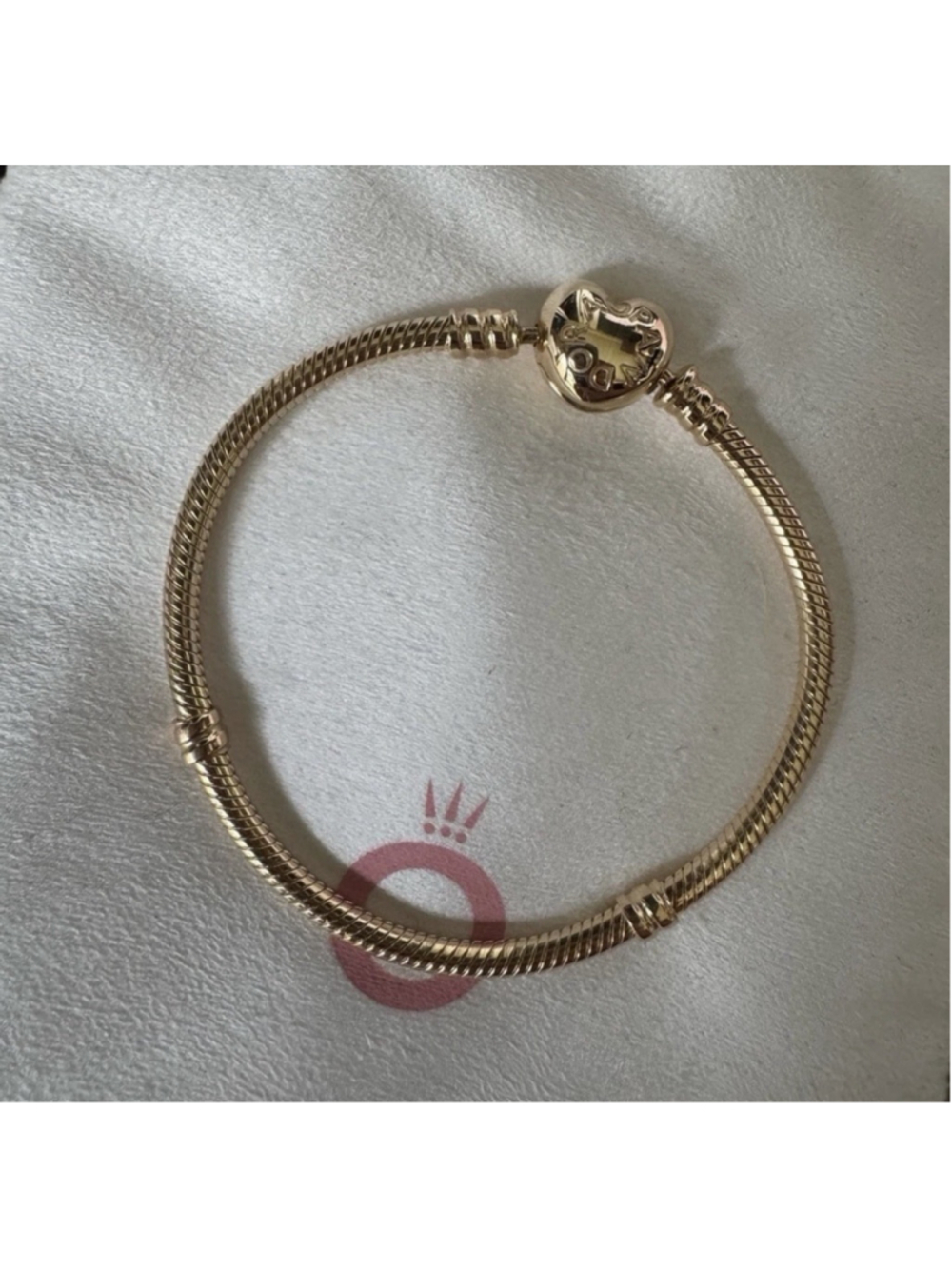 Pandora 14K Gold Moments Heart Clasp Snake Chain Bracelet 7.1 Inches